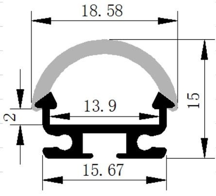 V0 Led Aluminum Extrusion Aviation 6063 Aluminum Alloy 18.58 X 15 Mm