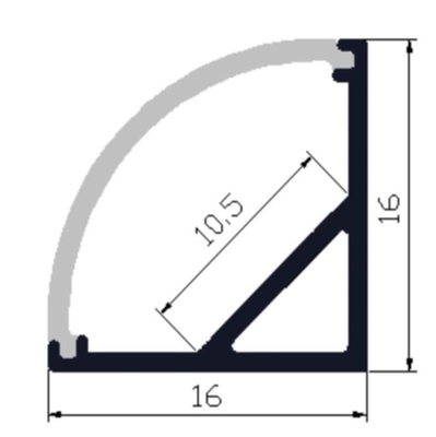 6063 Led Strip Light Aluminium Profile 16 X 16mm Flame Retardant