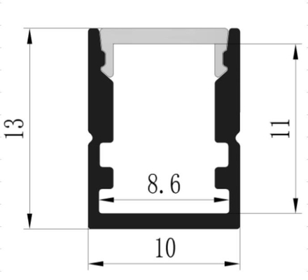 Aviation 6063 Aluminum Recessed Led Profile 10 X 13mm Weather Resistant