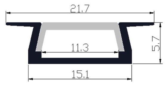 6063 LED Light Aluminium Profile Recessed Mount 21.7 X 5.7mm