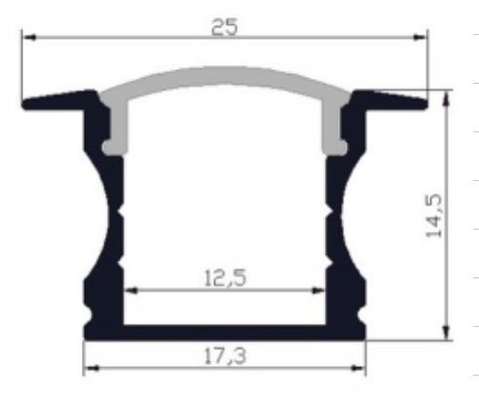 Recessed Mount LED Light Aluminium Profile 25 X 14.5mm RoHS